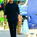 Hugh Jackman in a Black Tracksuit Walks His Dogs in SoHo in New York City 05/19/2021