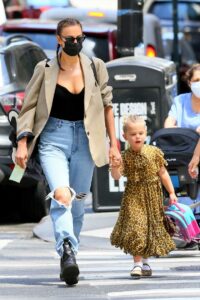 Irina Shayk in a Beige Blazer