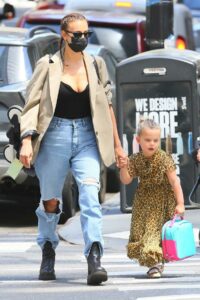 Irina Shayk in a Beige Blazer