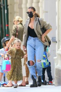 Irina Shayk in a Beige Blazer