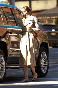 Irina Shayk in a Beige Trench Coat