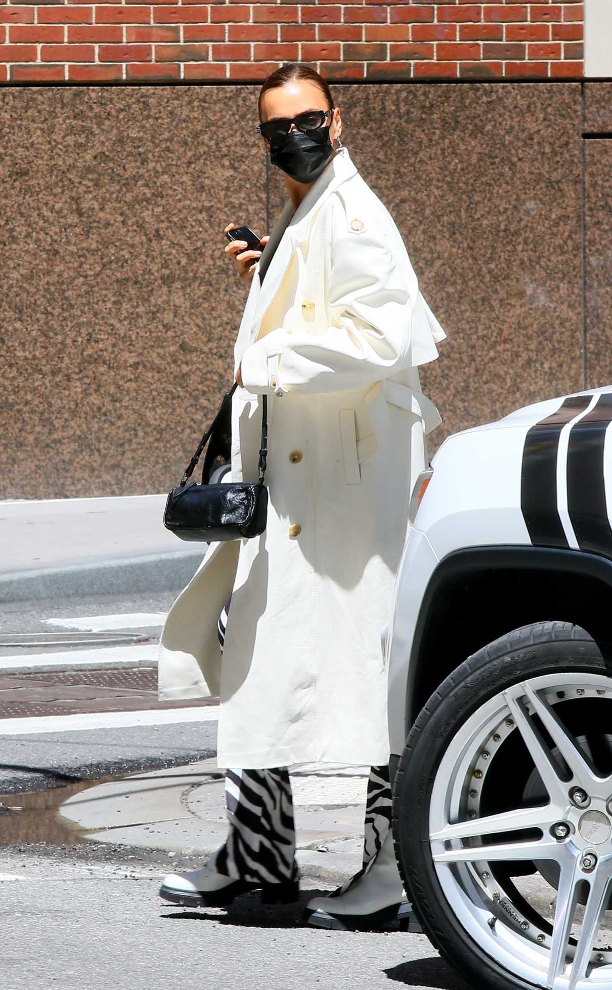 Irina Shayk in a White Trench Coat