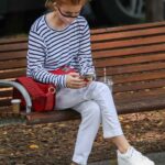 Isla Fisher in a Striped Long Sleeves T-Shirt Was Seen Outin a Park in Sydney 05/08/2021