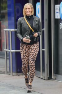 Jenni Falconer in an Animal Print Leggings