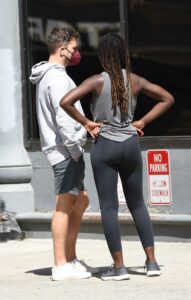 Jodie Turner-Smith in a Grey Tank Top
