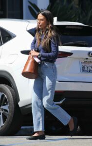 Jordana Brewster in a Blue Jeans Heads to a Nail Salon in Santa Monica 05/24/2021