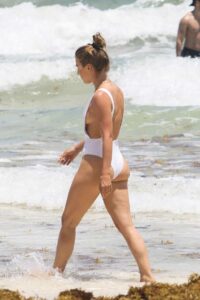 Julianne Hough in a White Swimsuit