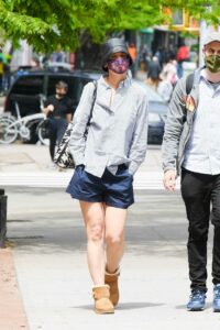 Katie Holmes in a Blue Shorts