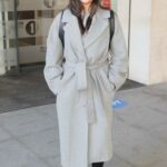 Katya Jones in a Grey Coat Exits Morning Live TV Studios in London 05/27/2021