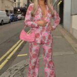 Kelsey Stratford in a Red Floral Pantsuit Was Seen Out in London 05/26/2021
