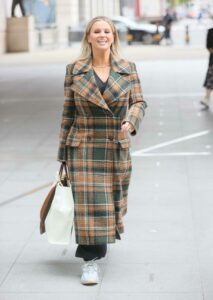 Kerry Katona in a Plaid Coat