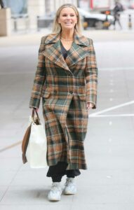 Kerry Katona in a Plaid Coat