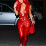 Nikita Dragun in a Red Leather Jumpsuit Was Seen Out in Los Angeles 05/28/2021