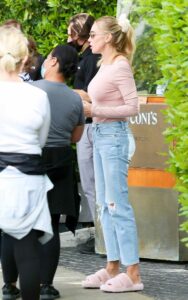 Petra Ecclestone in a Pink Long Sleeves T-Shirt