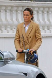 Pippa Middleton in a Beige Coat