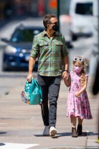 Ryan Reynolds in a Green Plaid Shirt Was Spotted Out with His Daughter in Tribeca, New York 05/12/2021