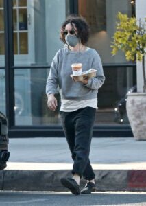 Sara Gilbert in a Grey Sweatshirt