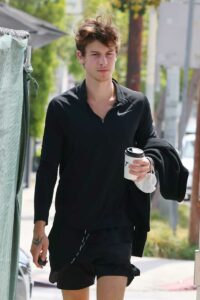 Shawn Mendes in a Black Workout Ensemble