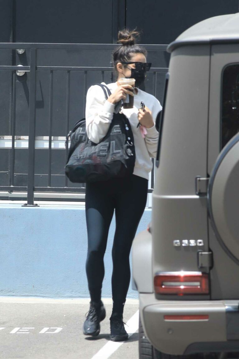 Shay Mitchell in a Black Leggings Leaves a Skin Care Center in Beverly