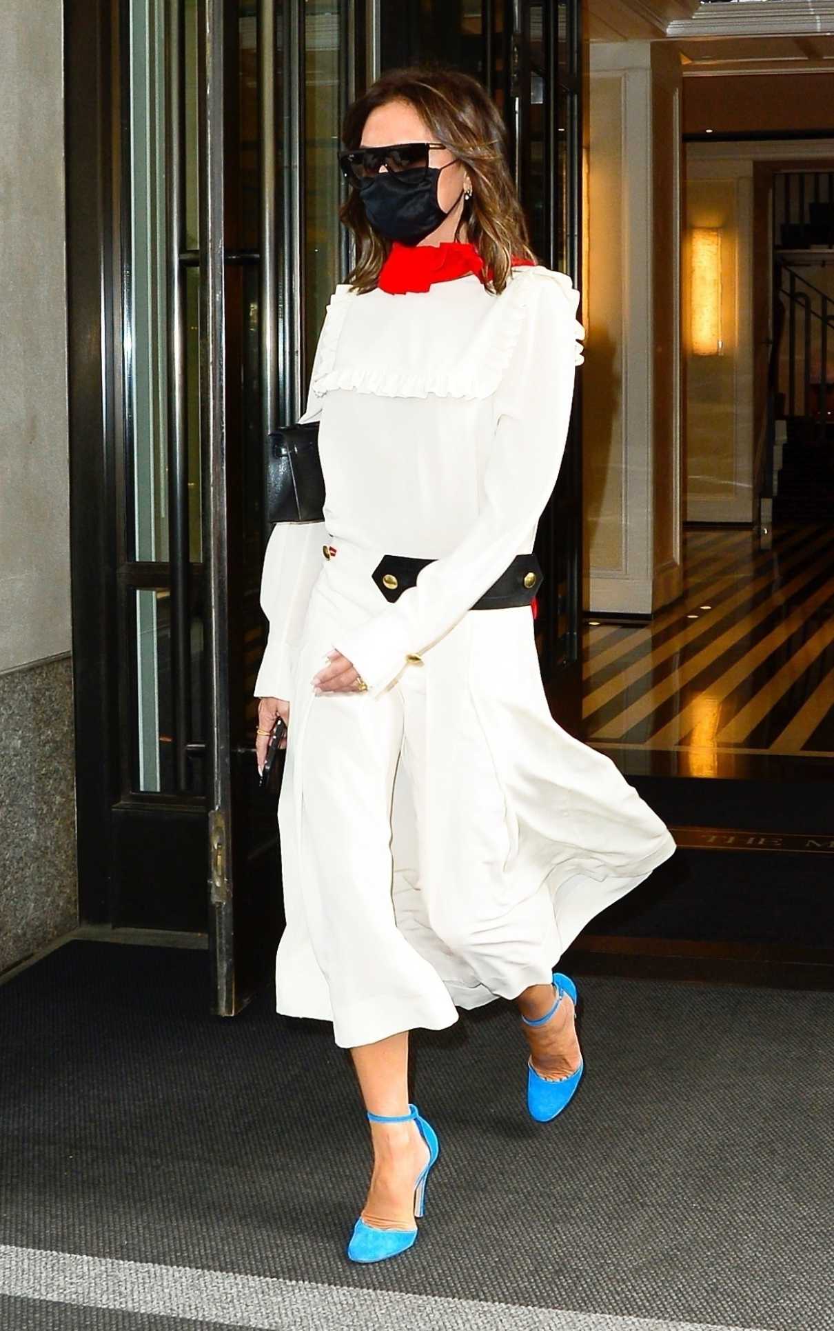 Victoria Beckham in a White Dress Exits Her Hotel in New York 05/25 ...