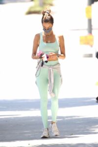 Alessandra Ambrosio in a Light Green Workout Ensemble