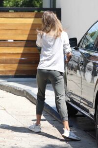 Alessandra Ambrosio in a White Long Sleeves T-Shirt