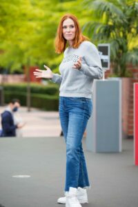 Audrey Fleurot in a Grey Sweatshirt