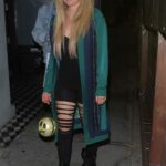 Avril Lavigne in a Green Cardigan Leaves Dinner at Craig’s in West Hollywood 06/09/2021