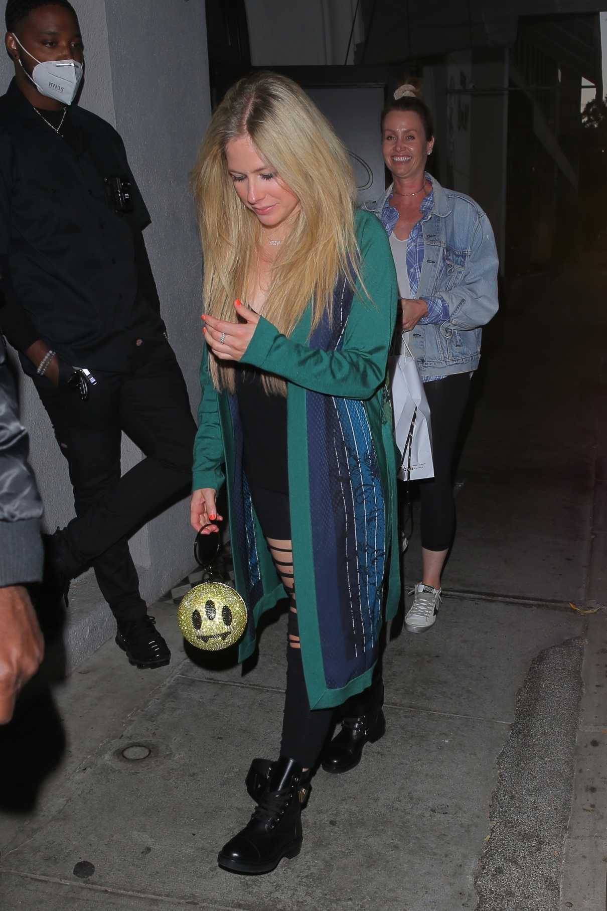Avril Lavigne in a Green Cardigan