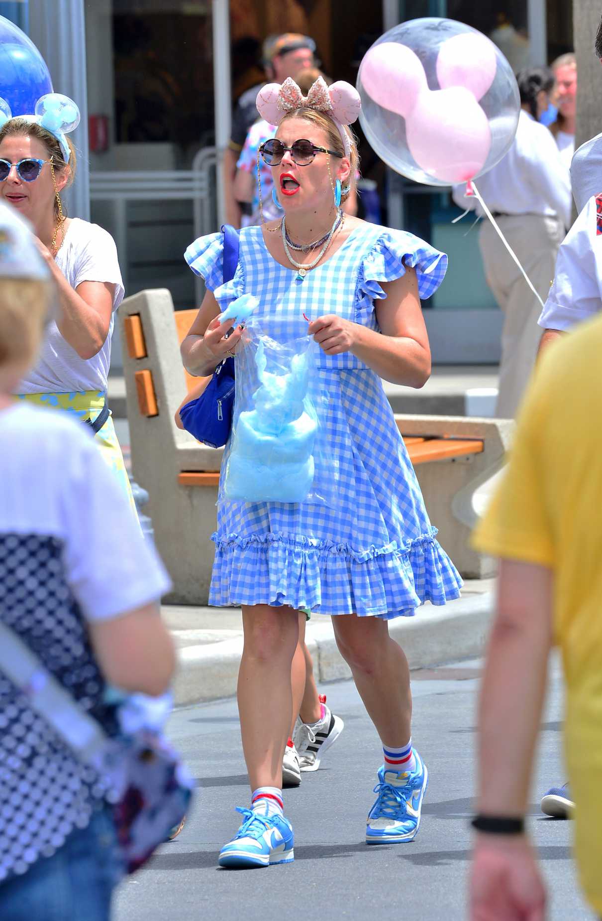 Busy Philipps in a Blue Checked Dress