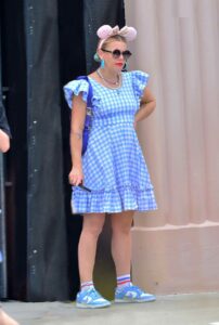 Busy Philipps in a Blue Checked Dress