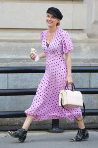 Diane Kruger in a Lilac Polka Dot Dress