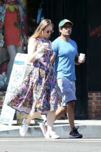 Emily Gordon in a Floral Dress