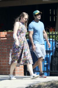 Emily Gordon in a Floral Dress