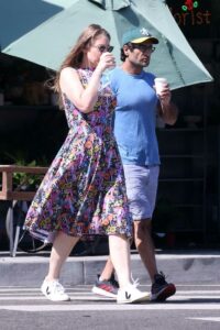 Emily Gordon in a Floral Dress