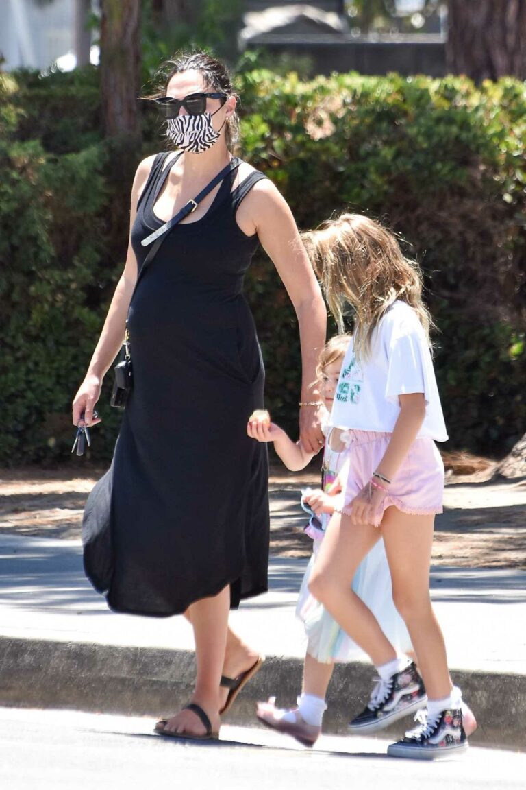 Gal Gadot in a Black Dress Walks with Her Kids Out in Studio City 06/09