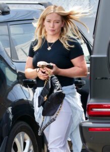 Hilary Duff in a Black Tee