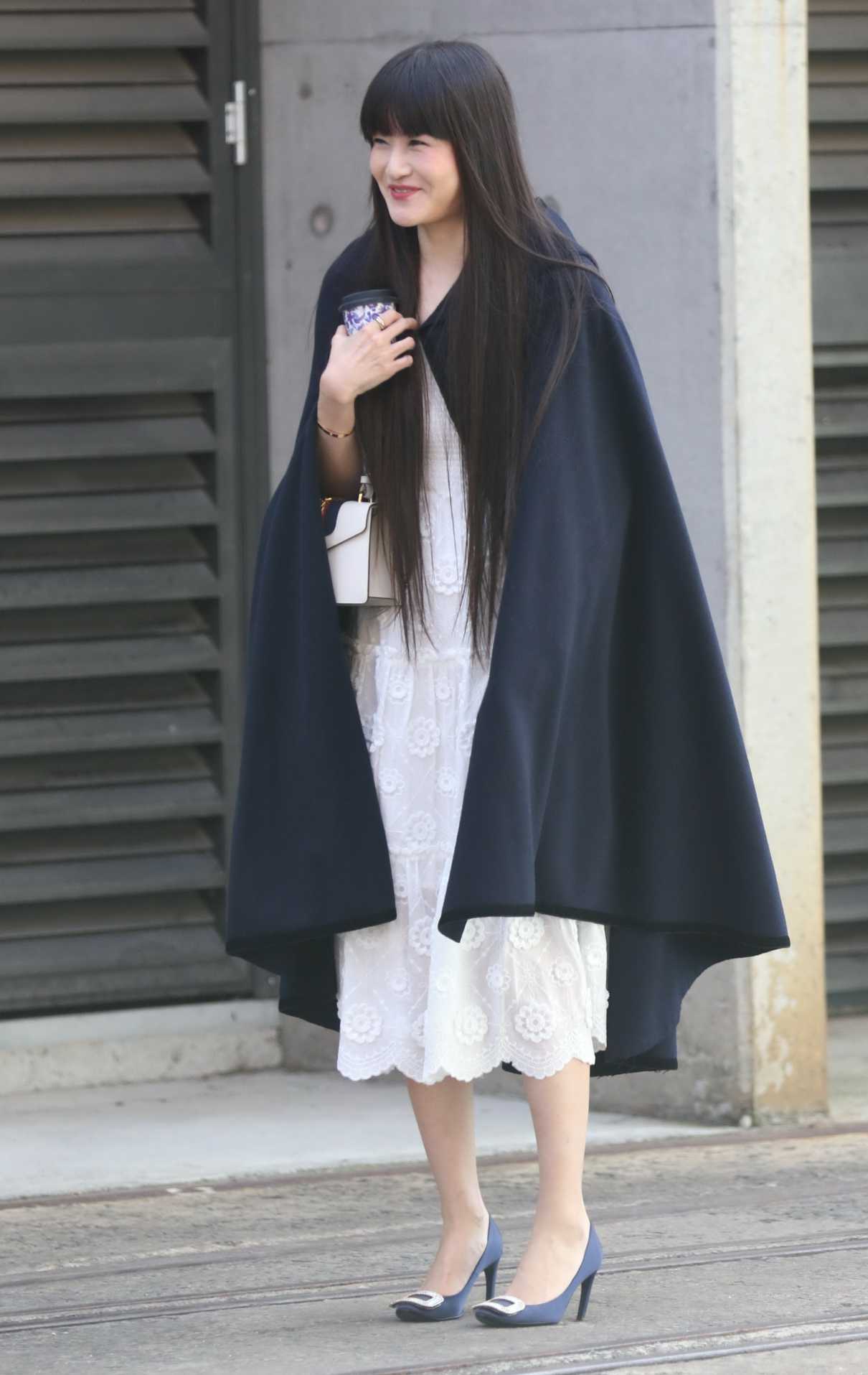 Icy Ling in a Black Cardigan