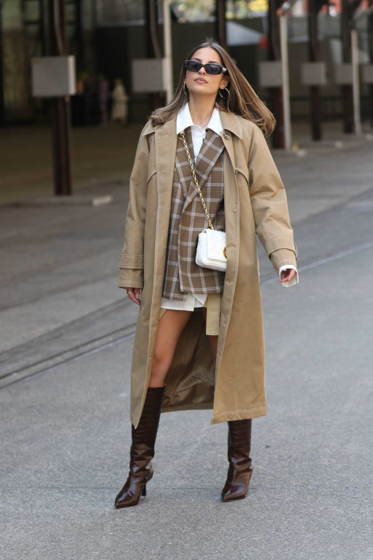 Jade Tuncdoruk in a Beige Trench Coat Was Seen During 2021 Australian ...