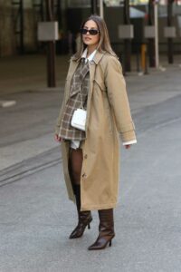 Jade Tuncdoruk in a Beige Trench Coat
