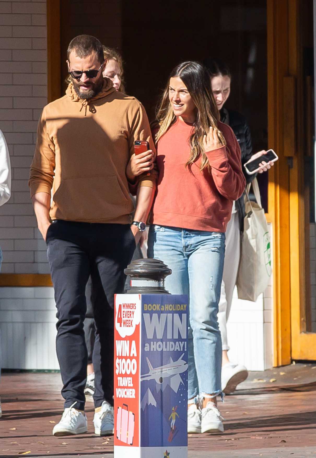 Jamie Dornan in an Orange Hoodie Was Seen Out with His Wife in Norwood ...