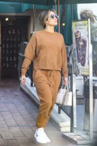 Jennifer Lopez in a Tan Sweatsuit