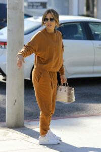 Jennifer Lopez in a Tan Sweatsuit