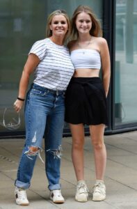 Kerry Katona in a White Striped Tee