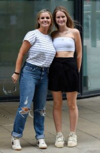 Kerry Katona in a White Striped Tee