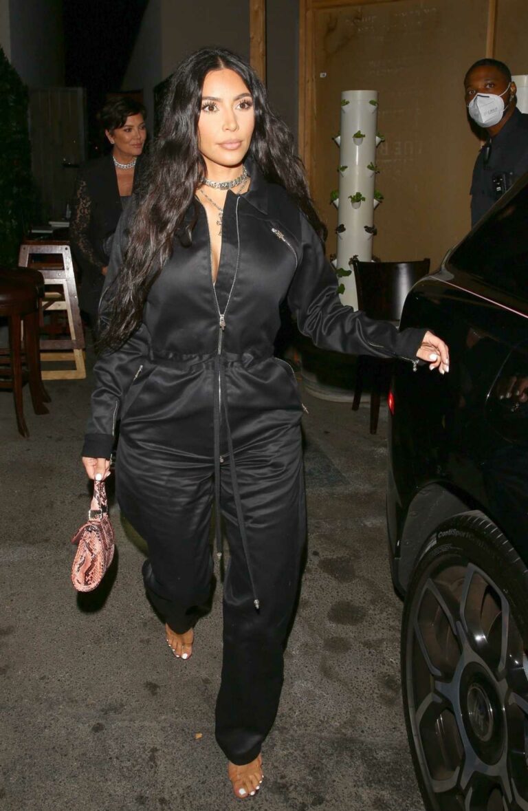 Kim Kardashian in a Black Jumpsuit Leaves Craig’s in West Hollywood 06 ...