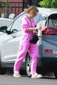 Kristen Bell in a Purple Jumpsuit