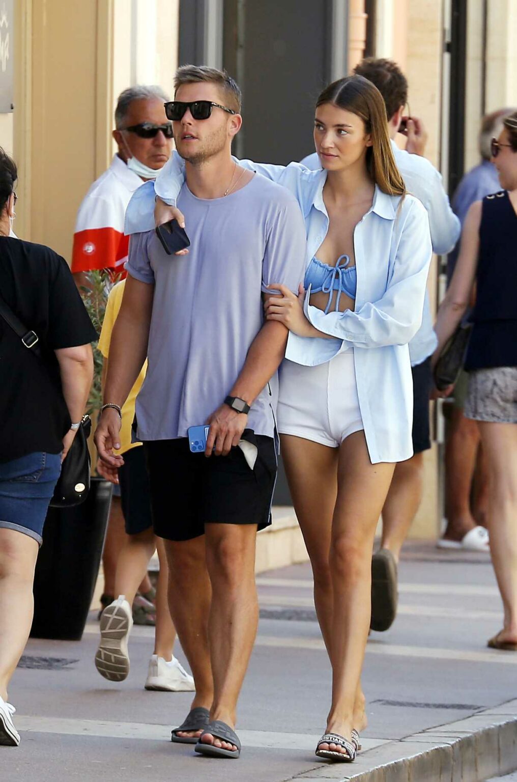 Lorena Rae in a White Shorts Enjoying a Romantic Stroll with Her ...