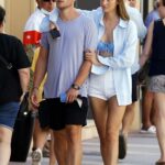 Lorena Rae in a White Shorts Enjoying a Romantic Stroll with Her Boyfriend in Saint-Tropez 06/26/2021