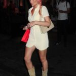Lottie Moss in a Mini Buttoned Up Dress Leaves Christabel’s in London 06/10/2021